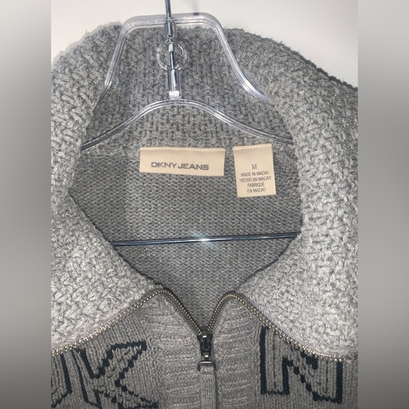 DKNY Woman’s Vintage Y2k 90s zip up Cardigan Gray Medium - Picture 2 of 6